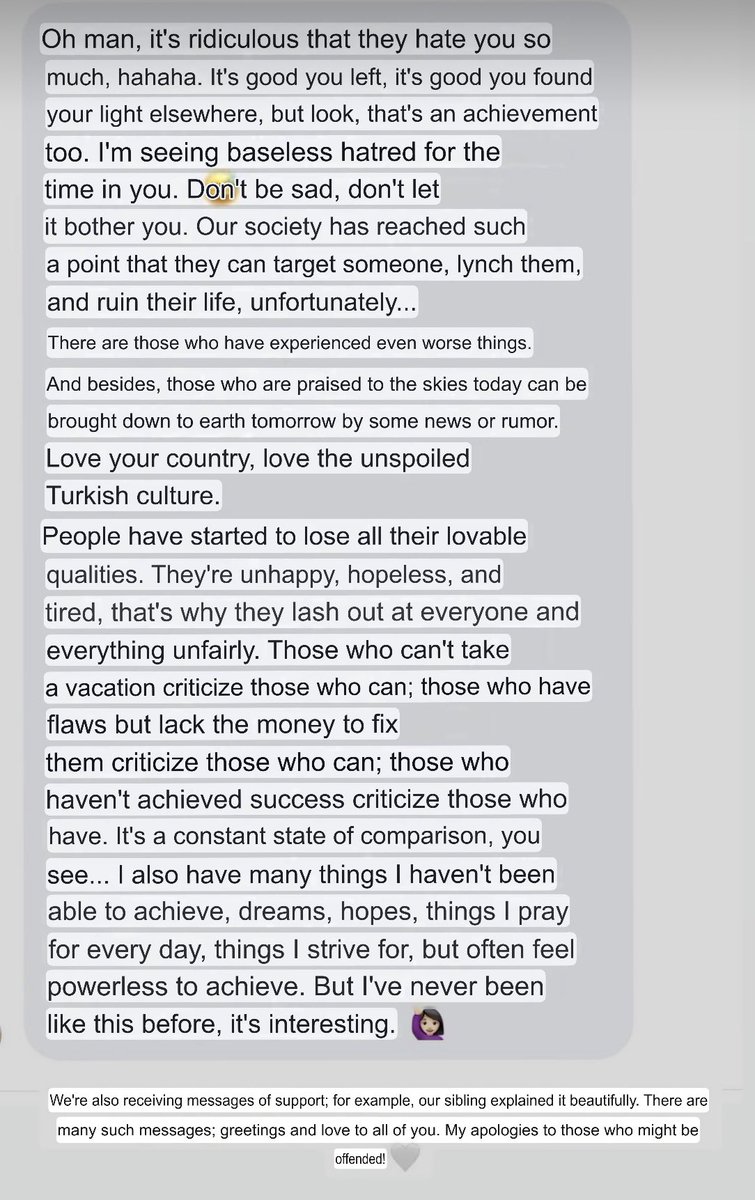 CanYamanNewsInt's tweet photo. ♦️#CanYaman IG Story 

We're also receiving messages of support; for example, our friend here explained it beautifully. There are many such messages; greetings and love to all of you. 

My apologies to those who might be offended! 🤍 

Translation of the message to the English https://t.co/XTufYePazI