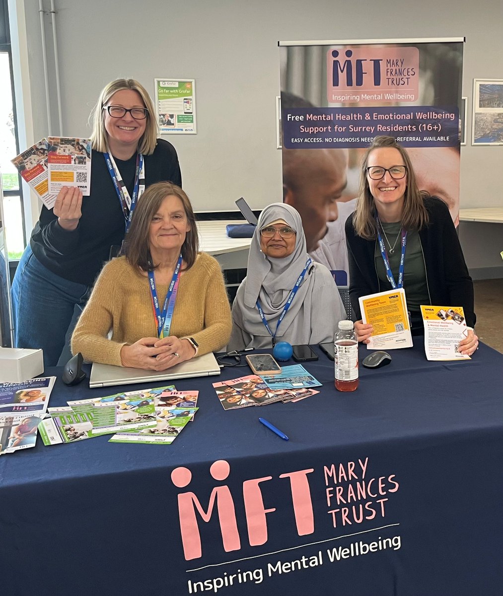 YMCAEastSurrey's tweet photo. Today our Emotional Wellbeing and Mental Health team were at an event at @Nescot promoting YMCA services to students. The event was arranged as part of Mental Health Awareness week. @MaryFrancesTrst were also at the event helping deliver mental health advice to students. https://t.co/kELwQsC1cR