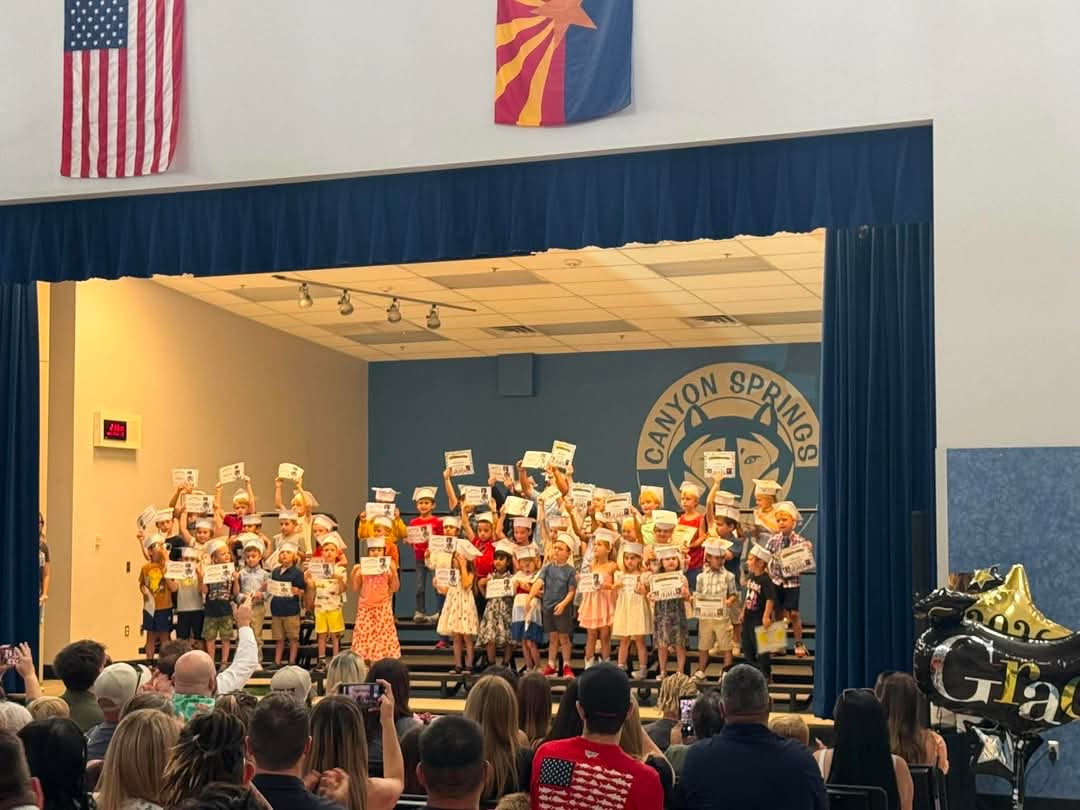 CanyonSpringsDV's tweet photo. 🎓 Kindergarten had a wonderful promotion celebration yesterday! Our students have learned, grown, and accomplished so much this year. We are so proud of all their hard work and can’t wait to see all the amazing things they do in 1st grade! 💙💛 #Wolfpackproud @DVUSD https://t.co/F8lKEqhOmx