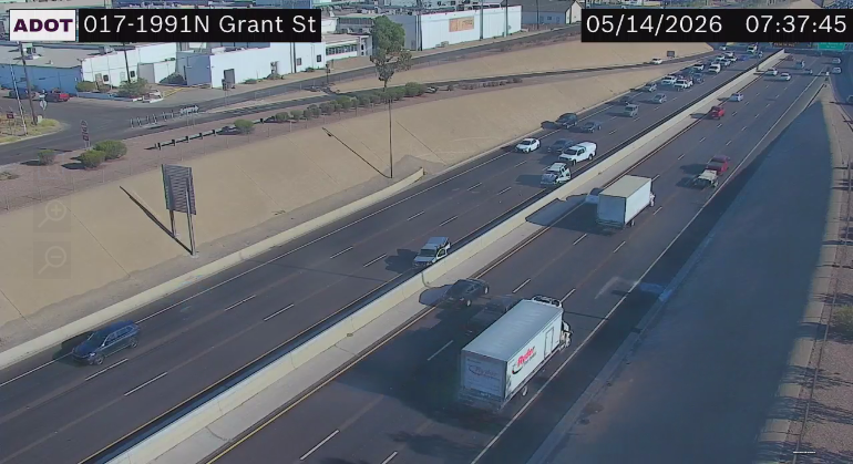 I-17 southbound at Grant: A crash is blocking the left two lanes.