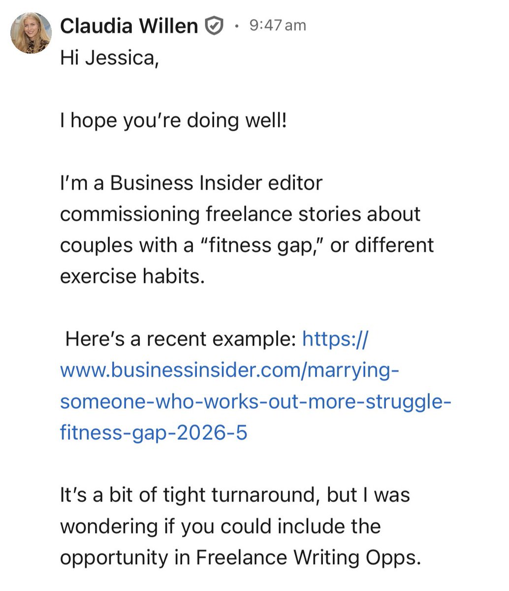writing_opps's tweet photo. Proud to share that publication editors are now directly getting in touch with me to include their freelance writing opportunities and pitch calls in the Freelance Writing Opps newsletter! 

Any editors reading this that want to connect with talented writers, get in touch! https://t.co/ehnIiMevtL