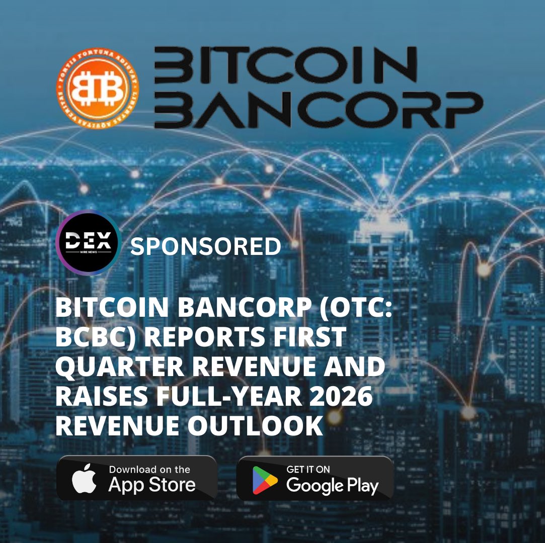 DEXWireNews's tweet photo. Bitcoin Bancorp (OTC: $BCBC) Reports First Quarter Revenue and Raises Full-Year 2026 Revenue Outlook

⭐️ Sign Up for FREE @ https://t.co/s603jVBBFJ

📱Download our Mobile App (iOS / Android) 

 🔗 https://t.co/n6n57FurOA 

Expansion of Bitcoin ATM network and new revenue initiatives contribute to accelerated growth momentum

LAS VEGAS, May 14, 2026 (GLOBE NEWSWIRE) -- Bitcoin Bancorp, Inc. (OTC: #BCBC) (“Bitcoin Bancorp” or the “Company”), the holder of foundational patents for Bitcoin ATMs, and one of only three publicly traded Bitcoin ATM network owner/operators, today announced first quarter 2026 operating update and updated full-year 2026 revenue guidance.

Based on current operating trends and early second-quarter activity, the Company is providing updated guidance anticipating full-year 2026 revenue between $4.4 million and $4.6 million. This would represent more than double the revenue reported in fiscal year 2025, should management continue successfully implementing the Company’s strategy.

While the upcoming quarterly report will reflect lower revenues year-over-year compared to the Company’s strong first quarter 2025 results, it was during this first quarter of 2026 that Bitcoin Bancorp expanded its Bitcoin ATM footprint into Texas and California. This expansion built upon a multi-phase deployment strategy that began with its initial rolloutand expanded across high-traffic retail locations. Year-to-date, the Company has deployed or initiated placement of more than 100 additional machines in Texas alone as part of its broader national growth strategy.

This expansion has been followed by the Company’s entry into California, where initial installations in the Los Angeles area mark the next phase of national deployment.

Management anticipates second quarter of 2026 revenue to meet or exceed 2025 fiscal year revenues. Supported by the Company’s previously announced acquisition of a significant inventory of Bitcoin ATM kiosks, management believes it is well-positioned to accelerate deployment activity across multiple markets and take market share from its competitors during 2026.

#Bitcoin #BTC #BitcoinATMs #Crypto

NOT FINANCIAL ADVICE - READ DISCLAIMER