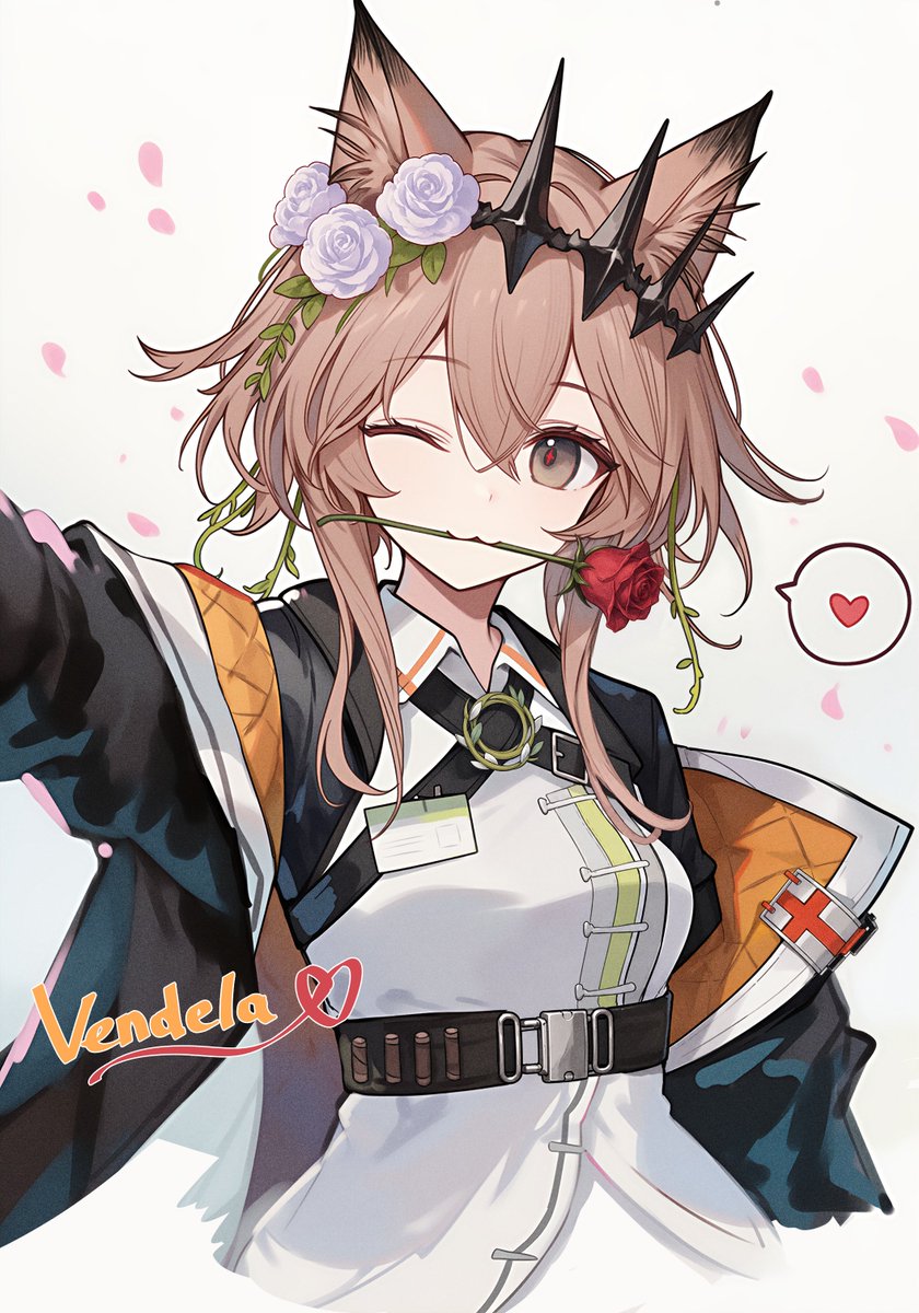pye3point14's tweet photo. Vendela + Vendela Chibi Sticker🐱🌹
 Happy Birthday Vendela! 🎂
#arknights #明日方舟 https://t.co/deqWqf40jH