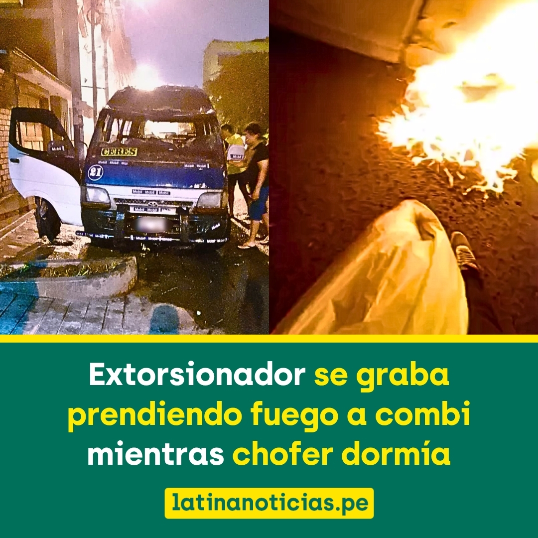 Latina_Noticias's tweet photo. ⚠️ Miedo en Santa Anita. Un extorsionador grabó el preciso momento en que incendiaba una combi mientras el chofer dormía dentro del vehículo. La víctima sufrió graves quemaduras en casi el 80 % del cuerpo, siendo trasladado de emergencia al hospital: https://t.co/TVRolbYDyu https://t.co/zXfhdyyPSN