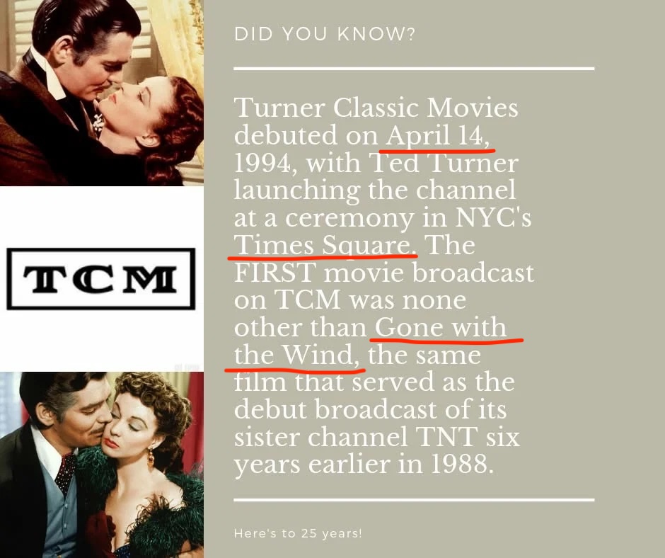 TCM/Ted Turner Turner Classic Movies debuted on April 14, 1994, with ...