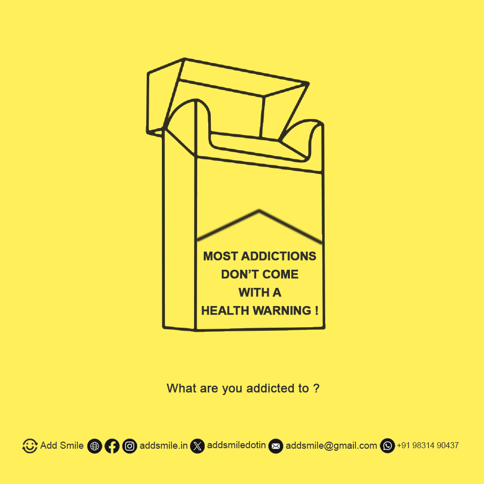 addsmiledotin's tweet photo. Most addictions don’t come with a Health Warning !

What are you addicted to ?

https://t.co/zsmZoXULW7

#addiction, #addictions, #Warning, #save, #health, #donateasmile, #causes, #cause, #charity, #help, #India, #WestBengal, #kolkata, #sodepur, #addsmile https://t.co/e07gxoYqmP