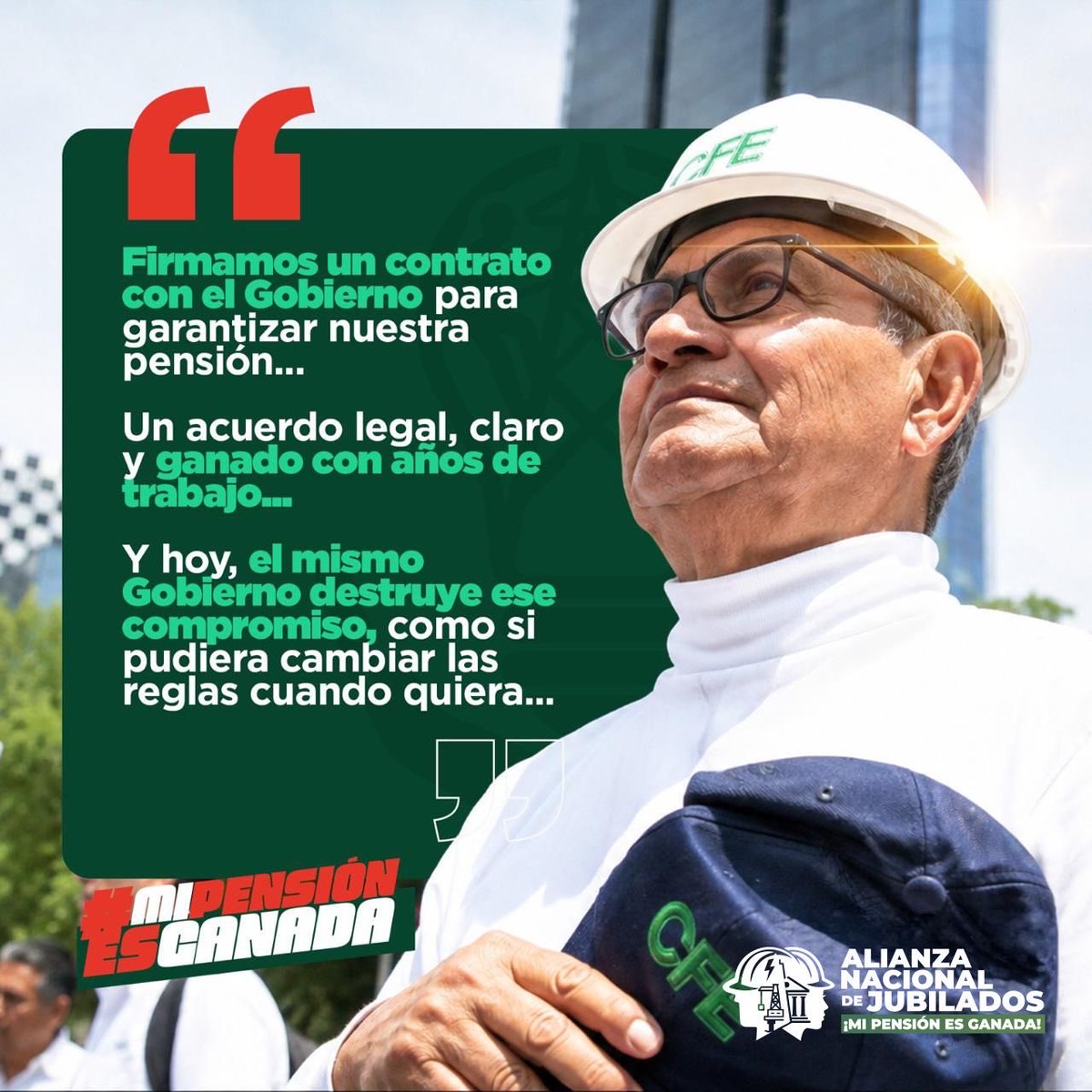 rnjubiladoscfe's tweet photo. Detrás de cada pensión hay años de trabajo, esfuerzo y sacrificio.

Respetar lo que por derecho corresponde también es una forma de reconocer la historia y la dignidad de quienes lo dieron todo trabajando.

#MiPensiónEsGanada https://t.co/koImDGpoxU