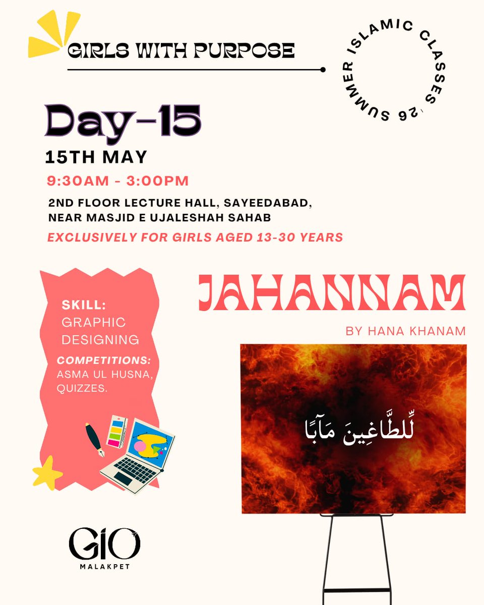 giomalakpet's tweet photo. Day 15 of Girls With Purpose ✨
A day filled with creativity, learning, and reflection 🌸
✨ Speech: Jahannam
🎨 Skill: Graphic Designing
🏆 Competitions: Asma ul Husna &amp; Quizzes
#GirlsWithPurpose https://t.co/lbu9a1c8Qf