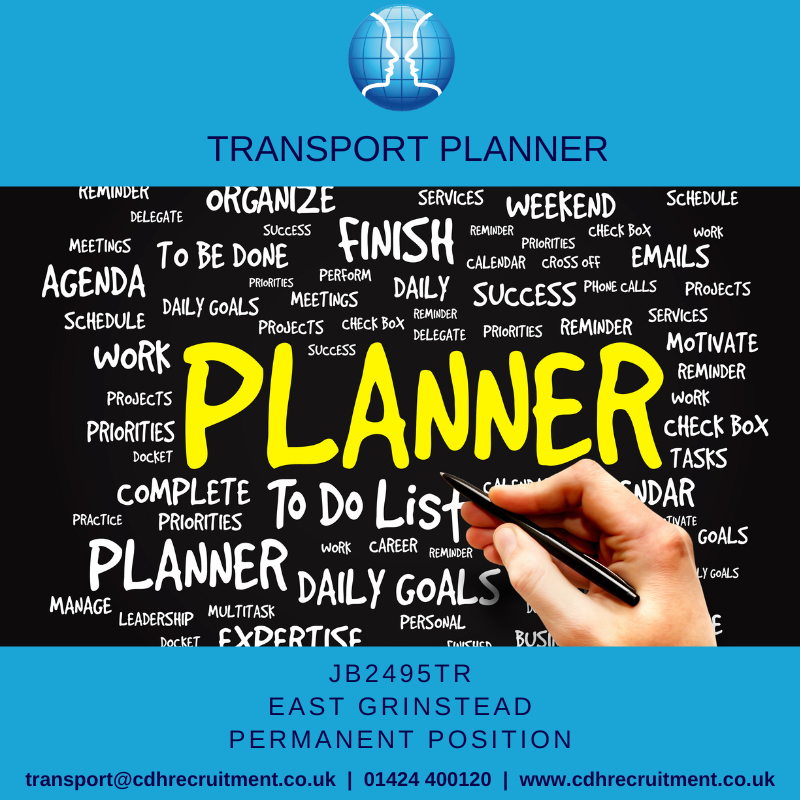 CDHRec's tweet photo. TRANSPORT PLANNER
Permanent position
East Grinstead
Full-Time.
Competitive Salary
Monday to Friday.
For more information or to send a CV, send us an email to info@cdhrecruitment.co.uk https://t.co/WNI2wIW7Ly