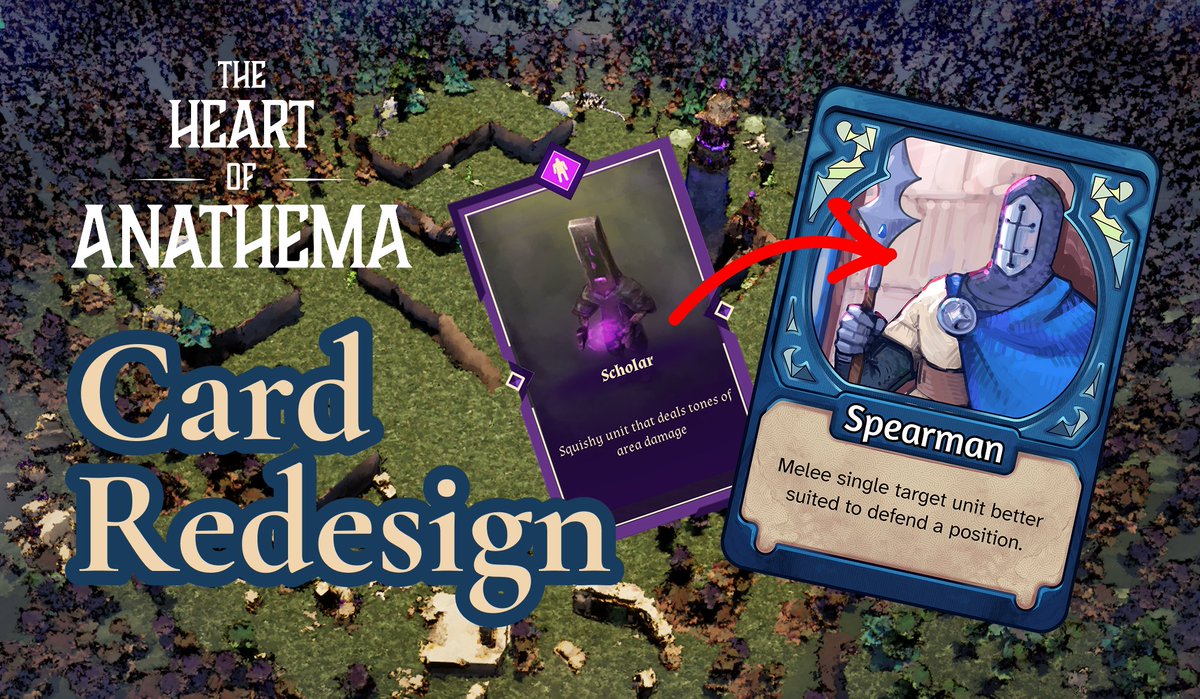 BoxColliderGame's tweet photo. We’ve redesigned the cards to better match the game’s medieval fantasy style ⚔️

New stained-glass shapes help distinguish units, structures, abilities and enchantments, while making the cards clearer and more visually striking. 

What do you think of the new look? https://t.co/OwwV4uHjjb