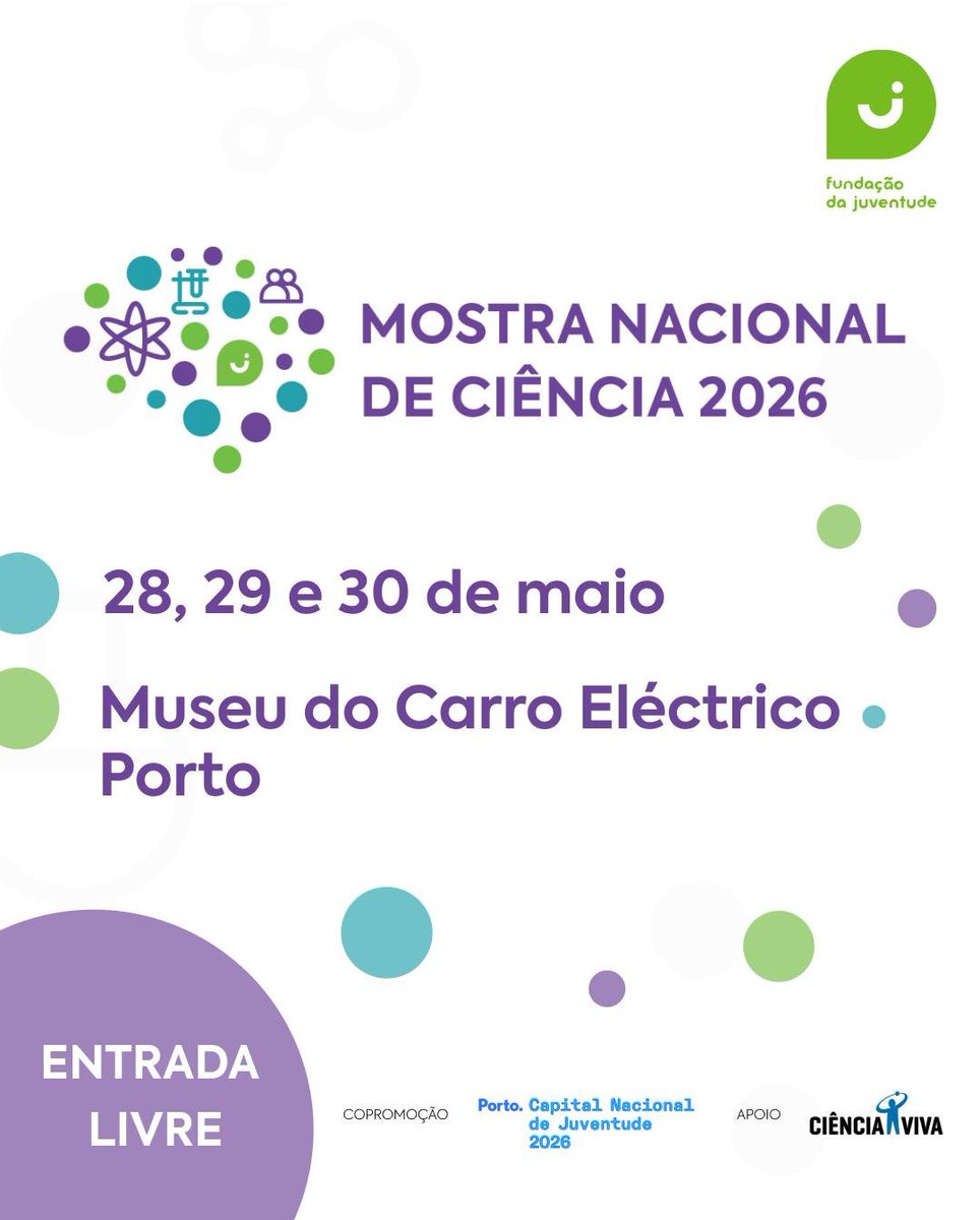 FJuventude's tweet photo. De 28 a 30 de maio, todos os caminhos vão dar ao Museu do Carro Eléctrico para mais uma Mostra Nacional de Ciência! 🧪🔬

Inscrições para visitas de escolas e mais informações em https://t.co/zaRFTMhtoV https://t.co/fgA1qKb9ZO