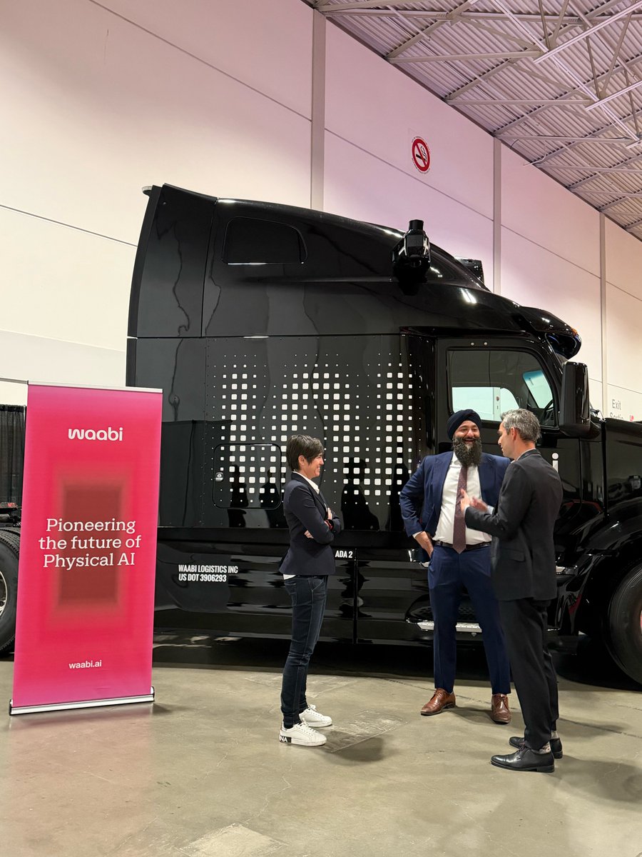 PrabSarkaria's tweet photo. Great to meet with the Waabi team at the Enhanced Safety of Vehicles Conference in Toronto and see their technology firsthand.

Ontario is always looking at new and innovative ways to improve road safety and keep people and goods moving.

Thanks to the Waabi team for the tour and for the important work you’re doing right here in Ontario.