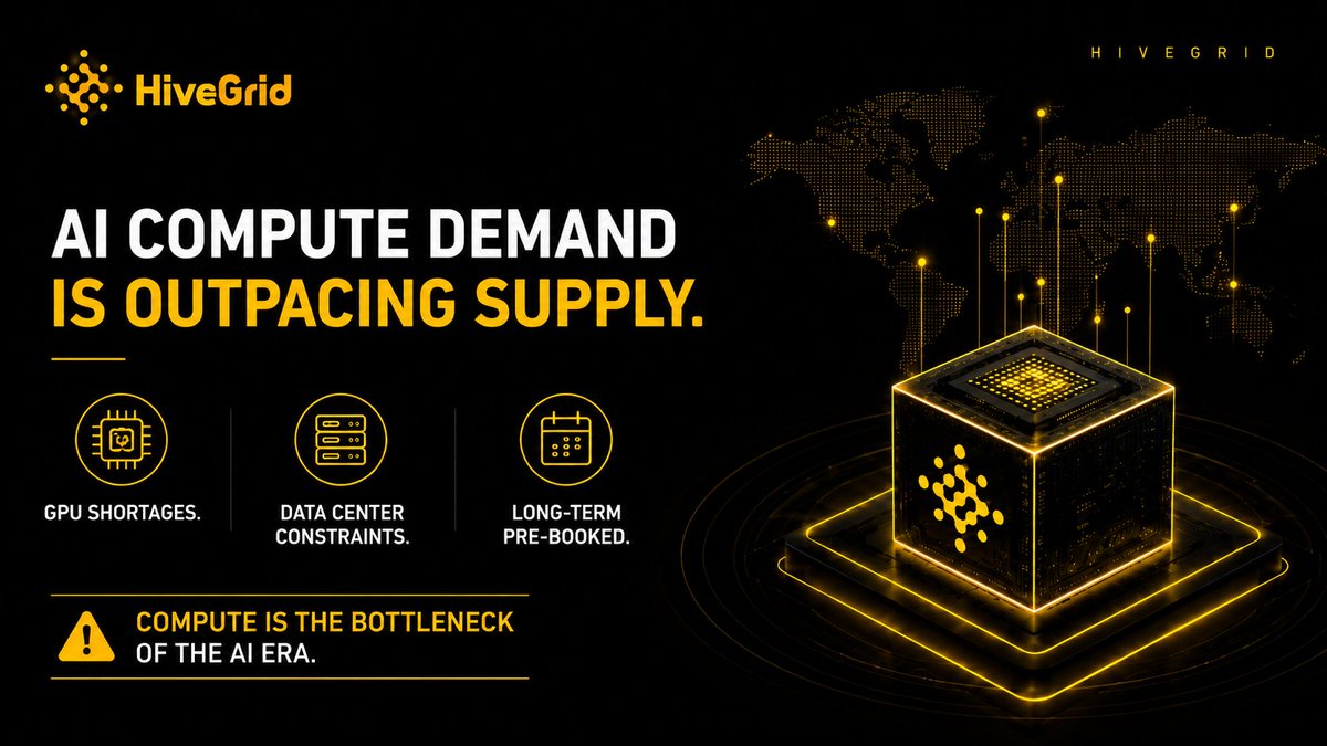 HiveGrid_global's tweet photo. AI is growing faster than global compute supply.

GPU shortages, constrained data centers, and long-term capacity lockups are becoming the new normal.

Compute is now one of the most critical infrastructures of the AI era.

#AI #Compute #GPU #HiveGrid https://t.co/ko3uFUj89f