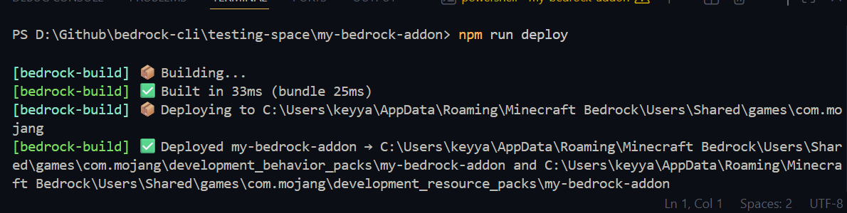 keyyard's tweet photo. Instead of packaging manually, zipping and open in Minecraft. I do the lazy work so you can save 5m each time into just 0.03s https://t.co/HH7hCfGaPW