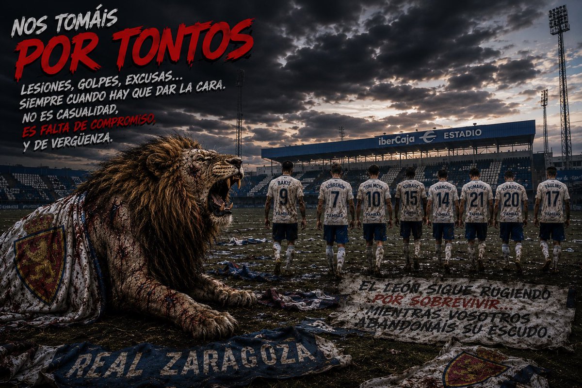 ibaquedano7's tweet photo. Lo que está pasando en el Real Zaragoza es una absoluta vergüenza histórica.  

Mientras la afición entera lleva meses dejándose la garganta, el dinero y la salud mental por intentar sostener a este club, ahora empiezan a aparecer molestias, golpes “sin importancia”, bajas de última hora y jugadores desapareciendo justo cuando más carácter hace falta.  

¿De verdad este es el nivel de compromiso que tienen algunos con un escudo de 94 años?  

La sensación que transmitís no es la de un equipo herido.  
Es la de un vestuario rendido, desconectado y sin orgullo competitivo.  

Y lo peor de todo es que quien está sufriendo de verdad no sois vosotros.  
Es una afición que lleva demasiado tiempo viendo cómo destrozan su club delante de sus ojos mientras muchos en el campo parecen deseando que esto termine para irse de vacaciones.  

Habéis conseguido algo dificilísimo: que la gente ya no sienta solo tristeza.  
Ahora siente asco, humillación y rabia.  

Y eso no se olvida.