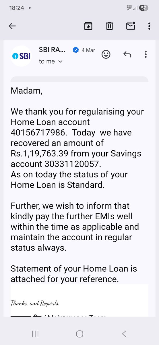 UrmyM's tweet photo. @Sowparnikagroup cancelled my flat that ws already in my possession through builder's own documentation. SBI, despite confirming my loan account ws regular &amp; ready for registration, quietly collided with the builder to facilitate foreclosure of my loan account, @sbi Who to trust? https://t.co/5rGKTzt7Oo