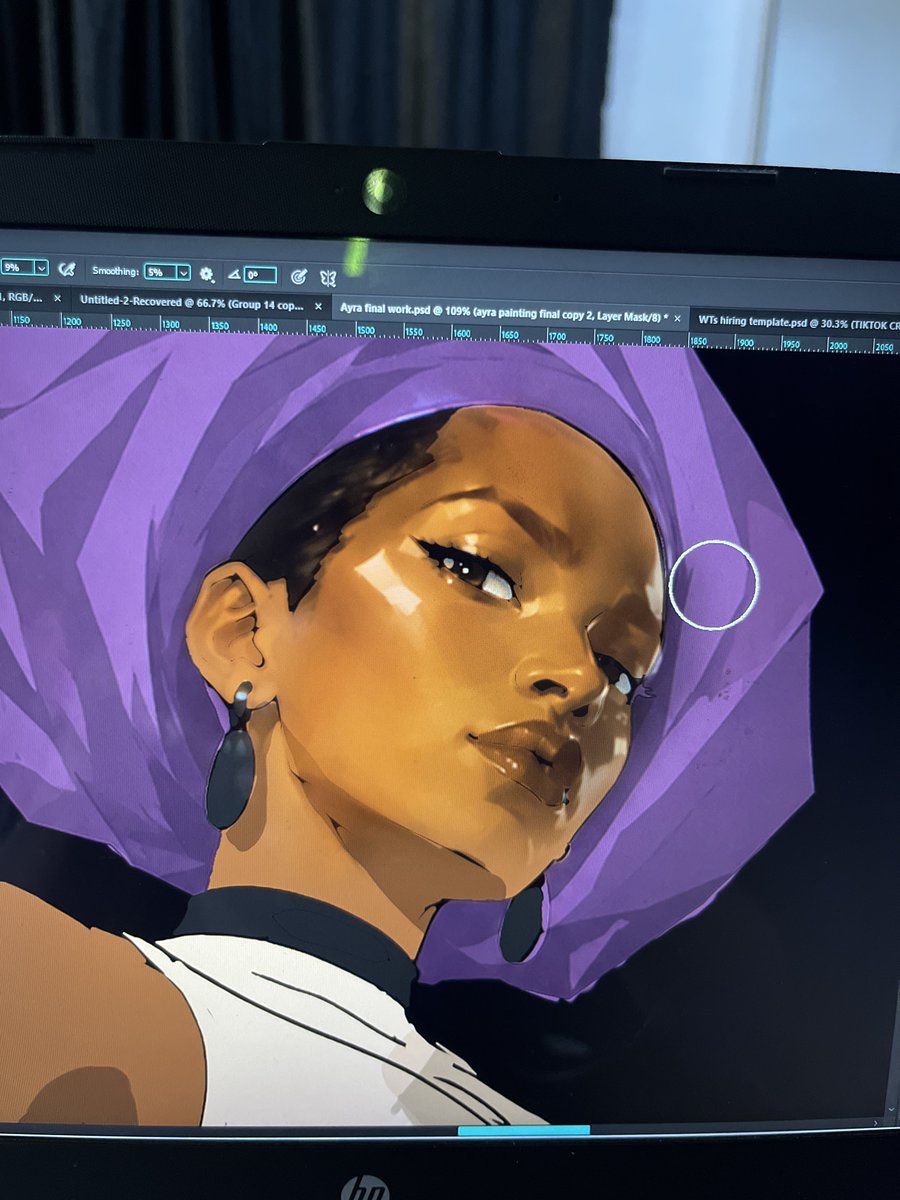 feyisayopng's tweet photo. Rendering in this style is more of implying shapes than actually painting them. I did this a lot with the hands (thank God for reference I can't draw hands to save my life🫩) as opposed to properly rendering the fingers. https://t.co/RVRn7R0jE7