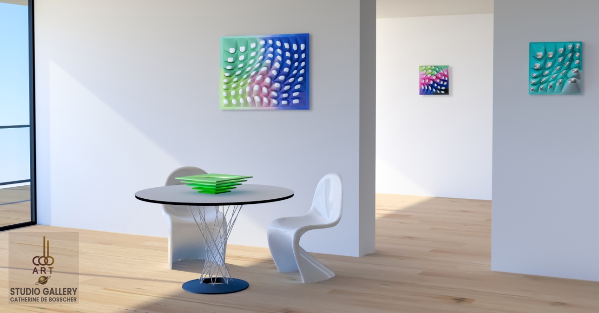 CatherineDeBoss's tweet photo. ‘Symbiosis’ Series of Vibrant Wall Sculptures in rainbow and soft undulating shapes. Unique piece. 80 × 60 cm • Hand-finished • Symbol of the unconventional Nature's beauty &amp; growth.   

View it in person at my Brussels studio gallery or online →
