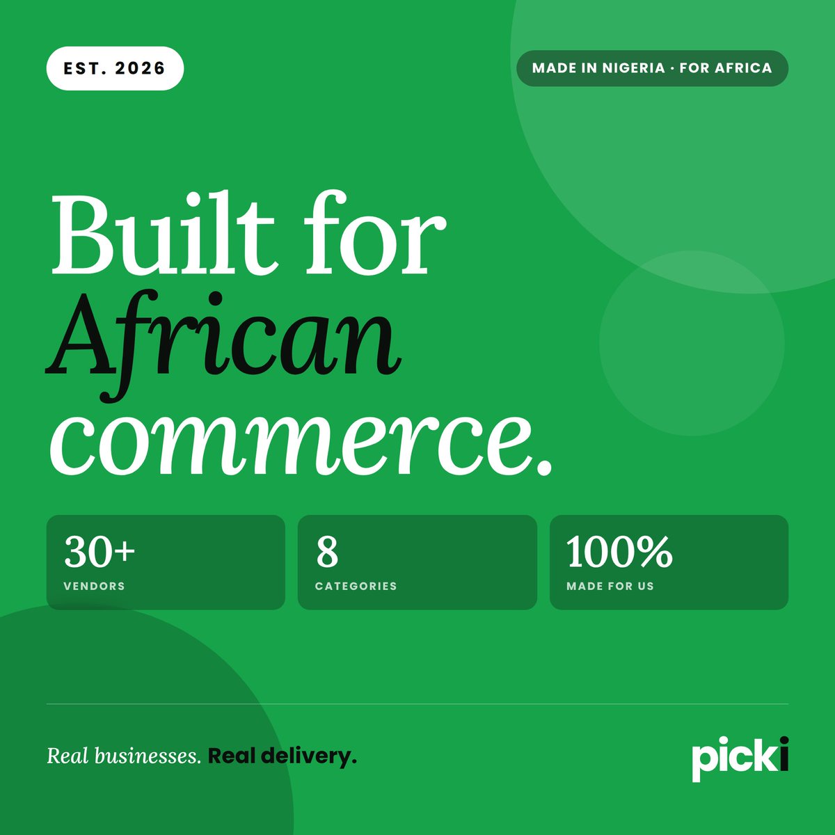 yourpickistore's tweet photo. Most people don’t stop buying because they’re not interested.They stop because the process feels stressful.
With Picki, we’re building commerce that feels clear, fast, and trustworthy from start to finish⚡️🛍️

China chike seyi Makinde frank Declan rice arsenal https://t.co/4Rg0p7auXV
