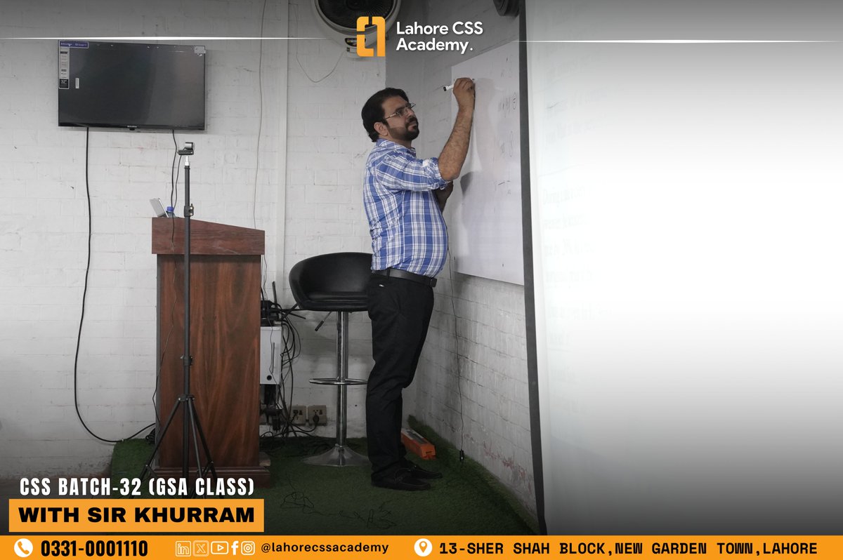 lahore_css's tweet photo. CSS Batch-32 GSA Class With Sir Khurram

📞 Register Now: 0331 0001110
📍 Lahore CSS Academy, 13 Sher Shah Block, Garden Town, Lahore

#LCA #CSS2026 #CivilServices #LahoreCSSAcademy #CSSFuture #CSS2027 #csspreparation #CSSPakistan #lahore https://t.co/6WHn0fHUeL