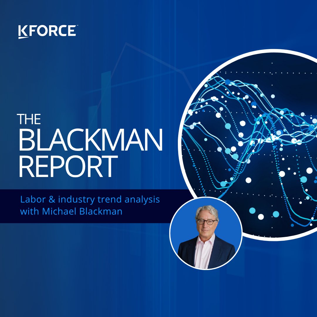 Kforce's tweet photo. A healthier labor market, growing technology demand and continued #AI investment are shaping workforce strategies for the future. Michael Blackman shares key trends impacting today’s tech talent market in the latest Blackman Report: https://t.co/2tSX8RZL08 https://t.co/9XqmrlvYvT