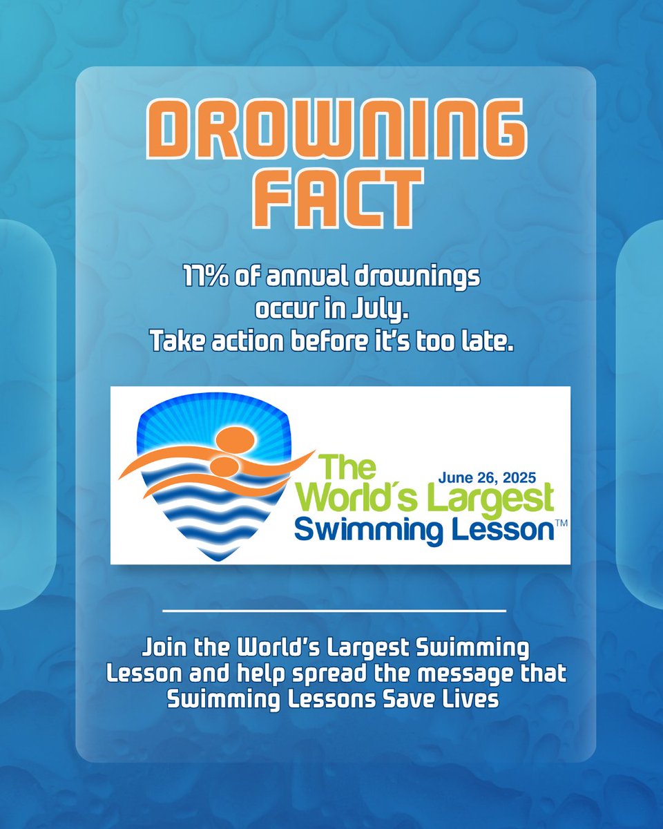 TheWLSL's tweet photo. Did you know July is typically one of the busiest—and riskiest—months around the water? That’s why #WLSL2026 takes place just before peak summer, helping families build lifesaving swim skills before the season is in full swing. 🌊

#WLSL2026 #WaterSafety #LearnToSwim #TeamWLSL https://t.co/gZZv8Dn4sS