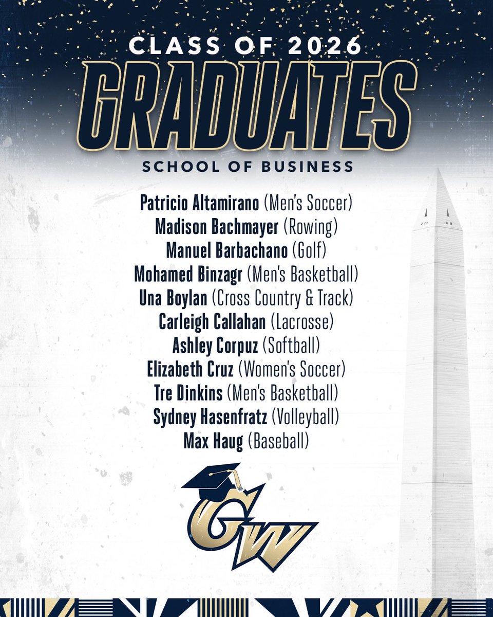 GWsports's tweet photo. Congrats to our student-athletes graduating from the School of Business today! 🎓

#RaiseHigh https://t.co/Co5iodc32U