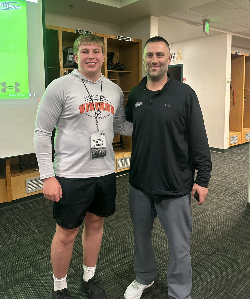 DaltonBrown53's tweet photo. Had a great visit to Stevenson University @GoMustangSports. Thank you Head Coach Hoeg @Coach_Hoeg and DL Coach White @NickWhite1_ for having me out. Campus &amp; facilities tour was great, #GoMustangs! @pv_vikingfb @d3football @PrepRedzonePA @EPAFootball @PAPrepVarsity https://t.co/UXTkmXosWM