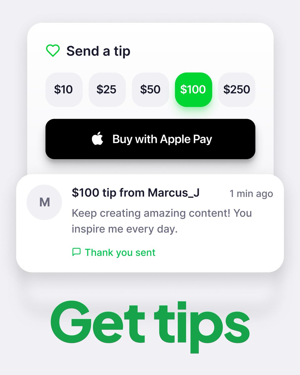 TipperAppHQ's tweet photo. How tipper works: 

💚Set up and personalise your tip page
💚Drop your tipper link into your bio
💚Fans tap and send tips instantly

Start your tipper journey today ➡️https://t.co/IYWeTqqKpP https://t.co/hR0aaYNsyB