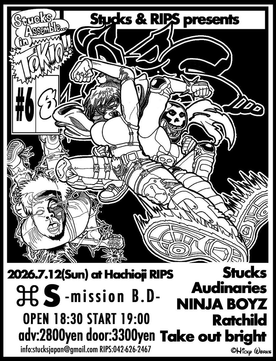 TOB_jp's tweet photo. 🔻🔻🔻

解禁！！！

7/12(日) 八王子RIPS

Stucks&amp;RIPS presents.
"⌘S -mission B.D-"

Stucks
Audinaries
NINJA BOYZ
Ratchild
Take out bright

OPEN 18:30 START 19:00
adv:2800yen door:3300yen

チケット予約受付中◉ https://t.co/Xv2kf5Pl7k