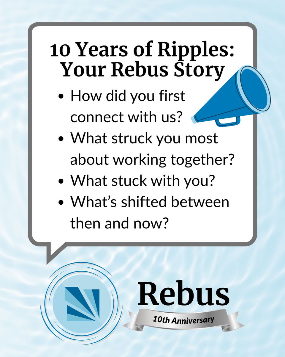 RebusFoundation's tweet photo. Ten years. Hundreds of collaborators. Countless small shifts. 🌊

How did Rebus show up in your world? Share your story as we mark 10 years! 👇

✍️ https://t.co/sfBXKN9FdS

#RebusRipples #TenthAnniversary #CommunityStories https://t.co/ntZPOXHb1Z
