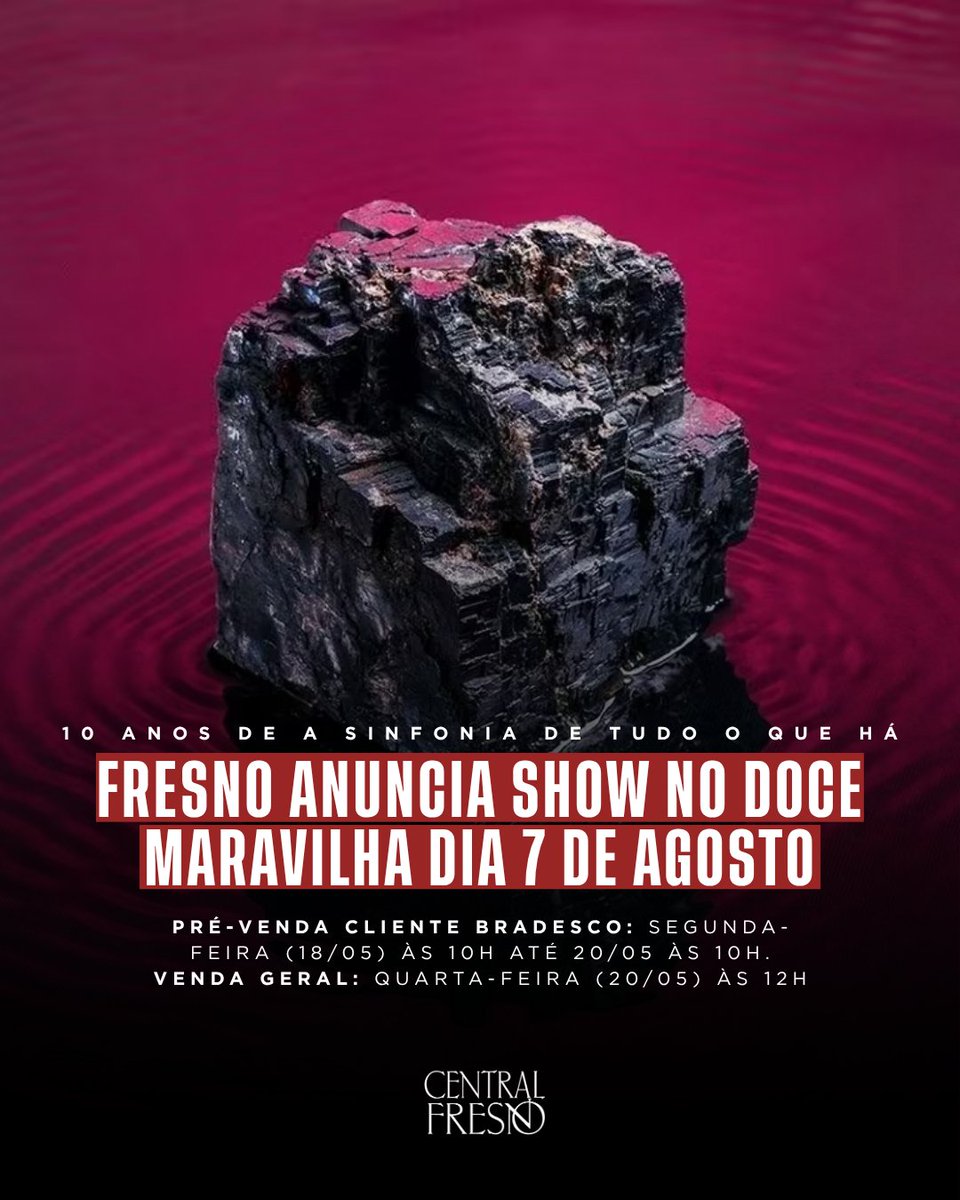 Central_Fresno's tweet photo. O Rio vai ficar DOCE! 🍬

A Fresno fará um show especial de 10 anos de A Sinfonia de Tudo o Que Há no Doce Maravilha, dia 7 de agosto, no Jockey Club Brasileiro. https://t.co/71tym8ejHi