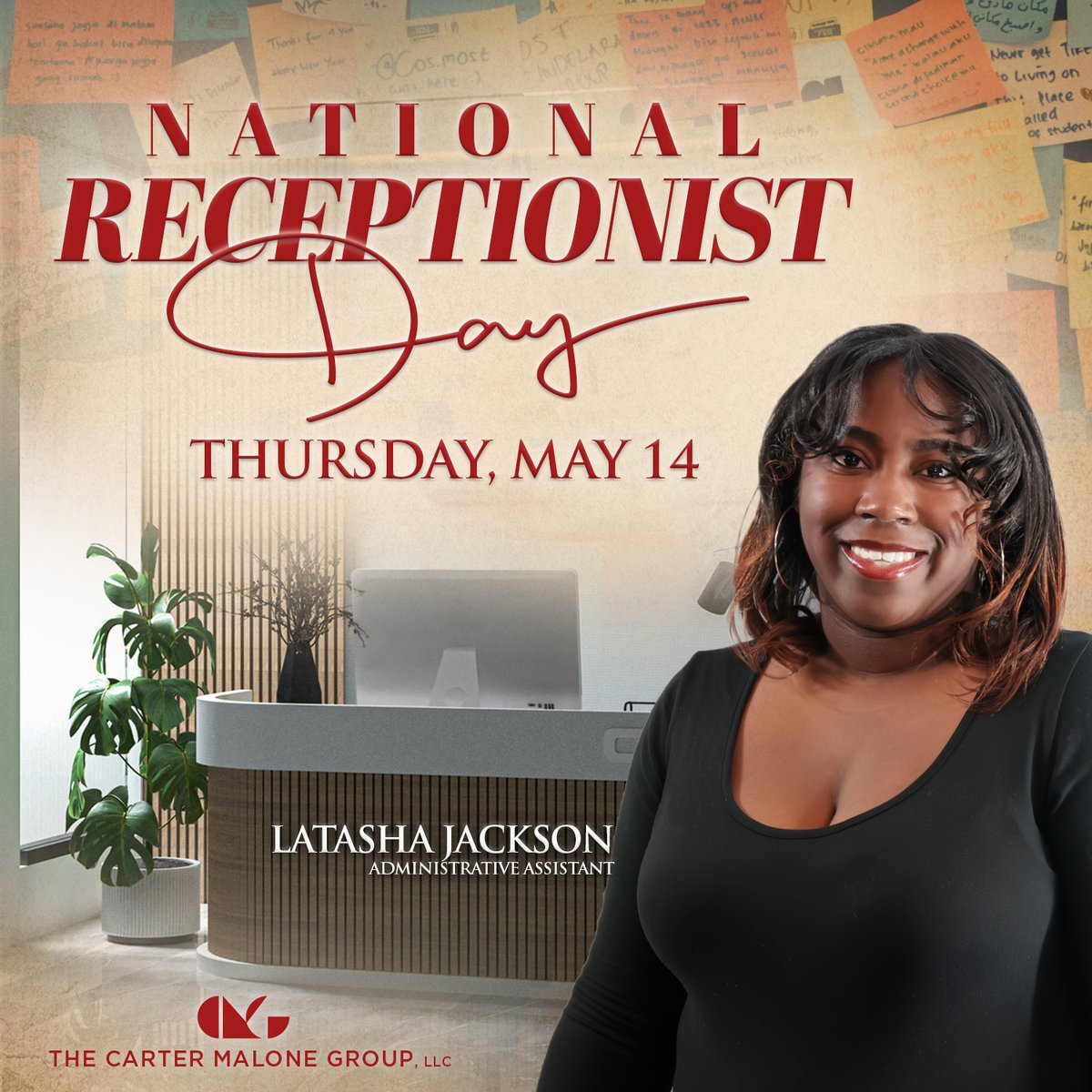 cmgpr's tweet photo. Happy National Receptionist Day to the incredible Latasha Jackson!

Thank you for being an essential part of our team and for representing excellence every day. 

#NationalReceptionistDay #CMGPR #DrivenTrustedProven https://t.co/OAY5PXMBvu