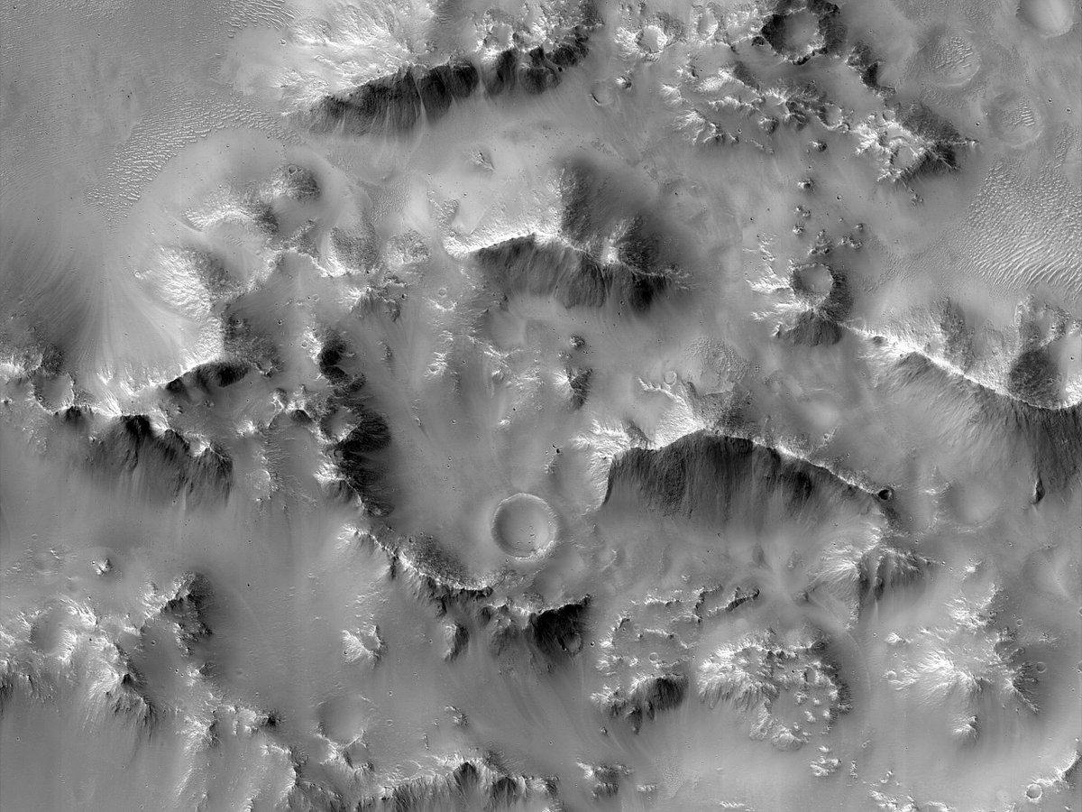 HiRISE's tweet photo. HiPOD: The Wall of a Crater in Tyrrhena Terra

A public target suggestion from HiWish, this observation was acquired to determine if lava flow was ever present and to evaluate the landscape. Tyrrhena Terra is located south of Isidis Planitia.

https://t.co/njOuwNYlst
#Mars #NASA https://t.co/KOPbMvElac