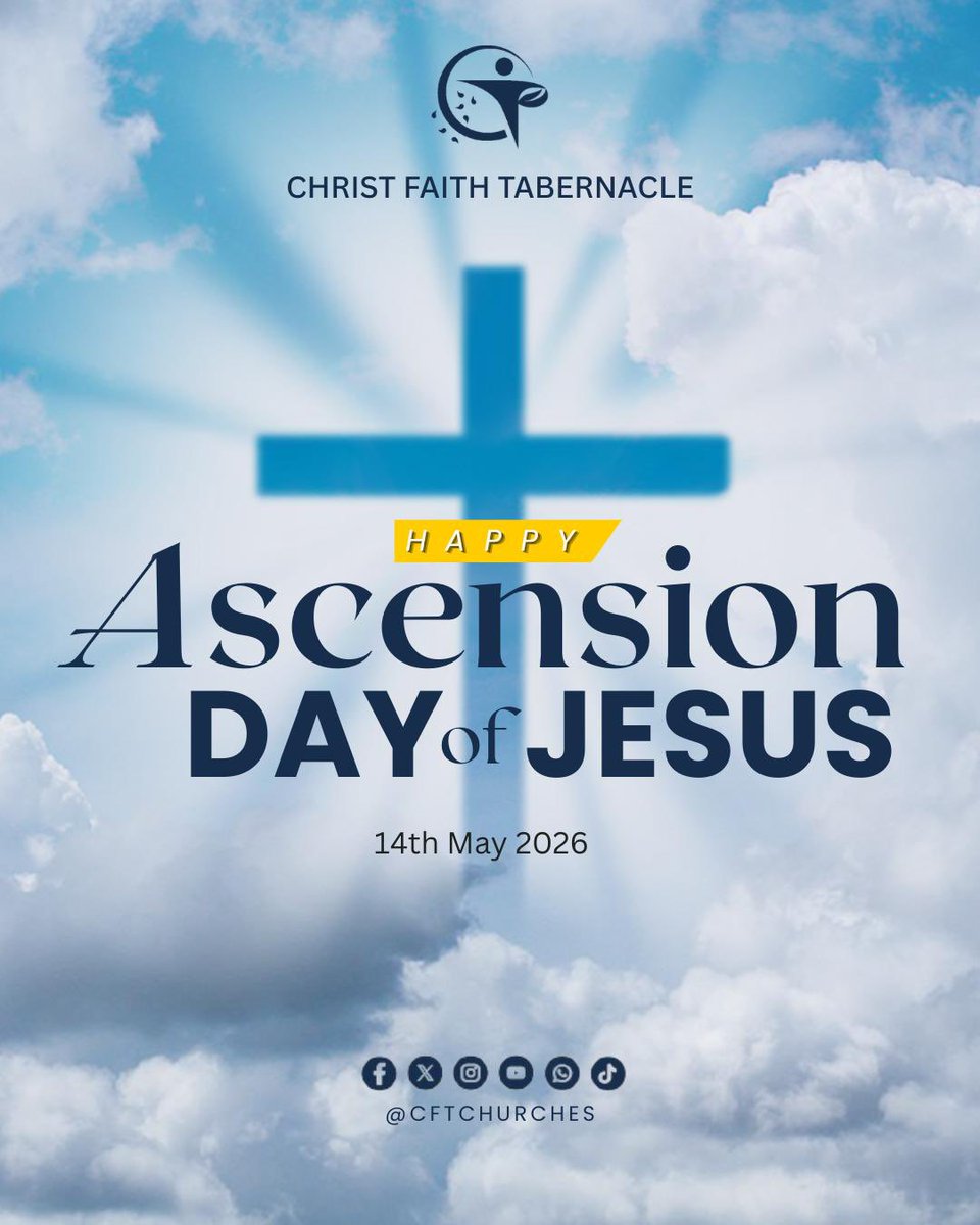 cftchurches's tweet photo. JESUS IS ALIVE IN HEAVEN 👑☁️
Today we celebrate Ascension Day, the victorious moment when Jesus returned to God the Father, securing our place in heaven
The story didn't end at the cross… it continues in glory! 🙌

#AscensionDay #JesusIsAlive #Heaven https://t.co/6U62mgQB32