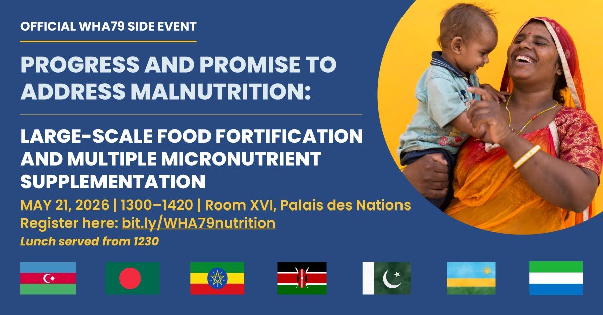 EleanorCrookFdn's tweet photo. 2 billion people face micronutrient deficiencies; yet proven solutions exist. 

At #WHA79, governments & global partners share how they are scaling food fortification & micronutrient supplementation during pregnancy to transform maternal & child health. 

Join the movement for nutrition equity. May 21, 1-2:20 pm. Palais des Nations. 🌍

#GlobalHealth #MaternalNutrition #SDG3 #LSFF #MMS