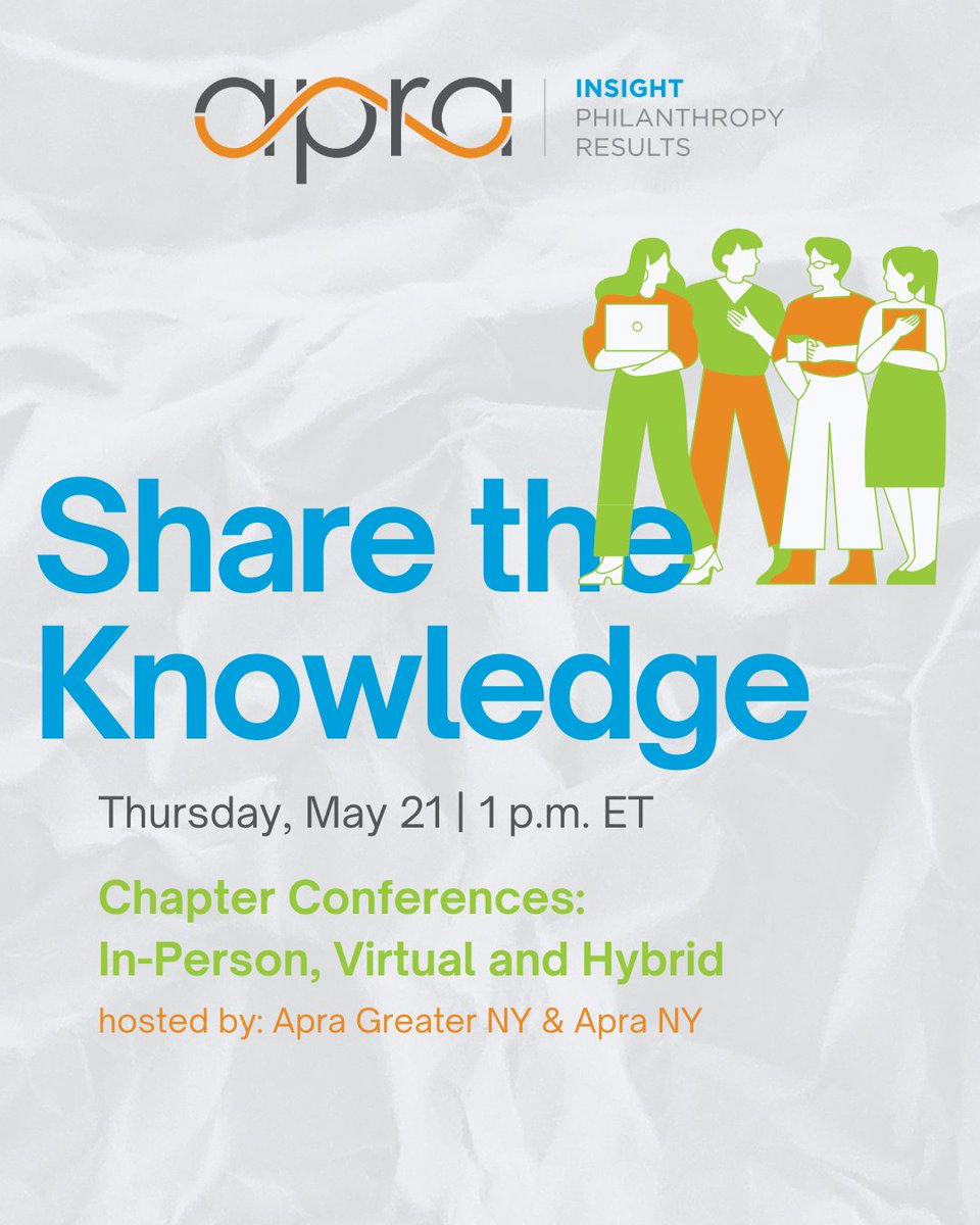 Apra_HQ's tweet photo. In-person, virtual, or hybrid? Explore the strategic impact of different chapter conference formats with Apra Greater NY and Apra NY on May 21 at 1 p.m. ET.
Register today in the comments. https://t.co/EPq0EjuIWx