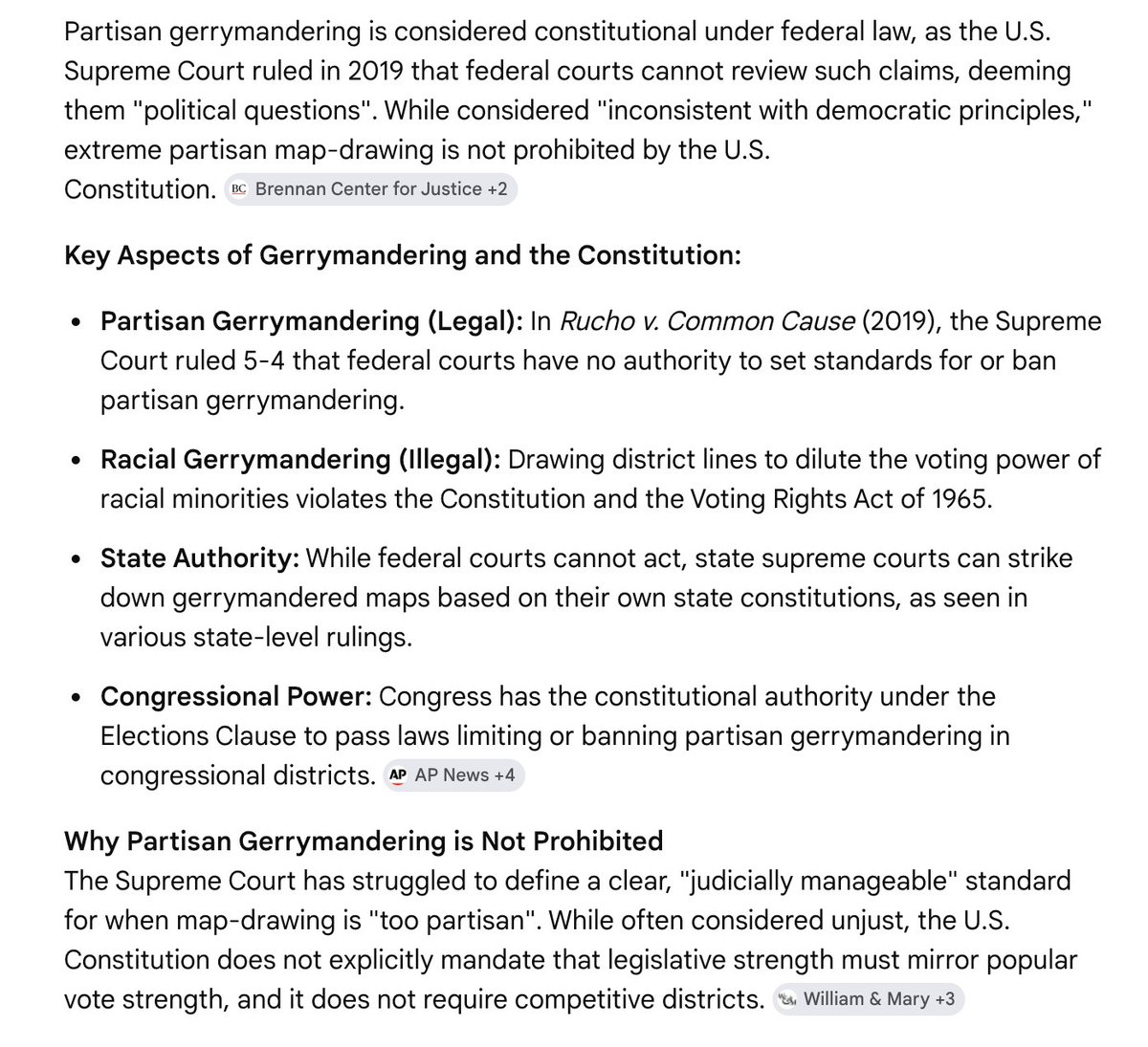 cbenderatl's tweet photo. @JustinWied20095 @GovKemp Now I think I understand the intent of your question, and yes, racism is allowed in the US Constitution per conservatives' Supreme Court judges in 2019. You do agree gerrymandering is a form of racism...correct?

From grok: https://t.co/kZ43YEFvnG