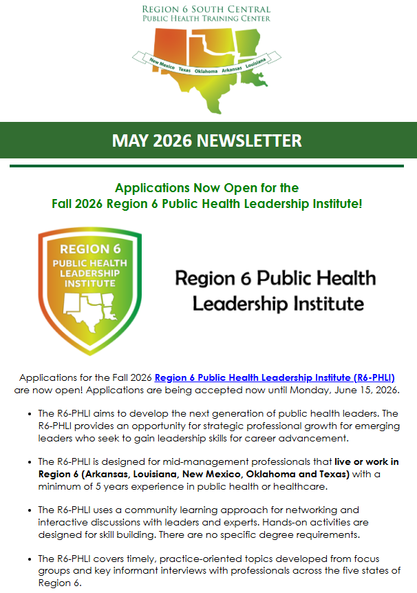 Region6PHTC's tweet photo. Hot off the press! Read the May 2026 @Region6PHTC newsletter: https://t.co/2pP2RCYpBY https://t.co/LD3BTuOWEU