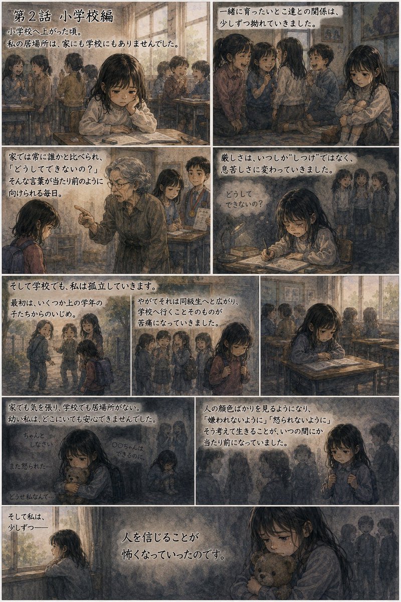 Aoumi0's tweet photo. 明日、2話として小学生編を更新します

#夕凪の日記帳
#ADHD の私が育った環境
#毒親 と  #いじめ の毎日 https://t.co/p8l7U2BBBy