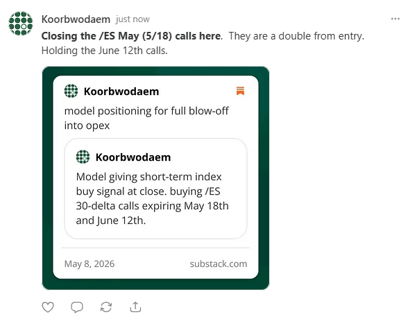 gregrdas's tweet photo. only a heartless, emotionless, model would have bought calls on ES last Friday.  This is why we use them. https://t.co/aPvxklecHA