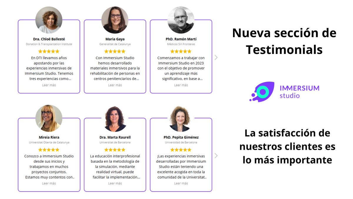 ImmersiumStudio's tweet photo. ✨Detrás de cada experiencia inmersiva hay un reto, una colaboración y unos #resultados que cuentan nuestros #clientes.

#Testimonios #ExperienciasInmersivas #RealidadVirtual #RV #Innovación https://t.co/BmbRofgt76