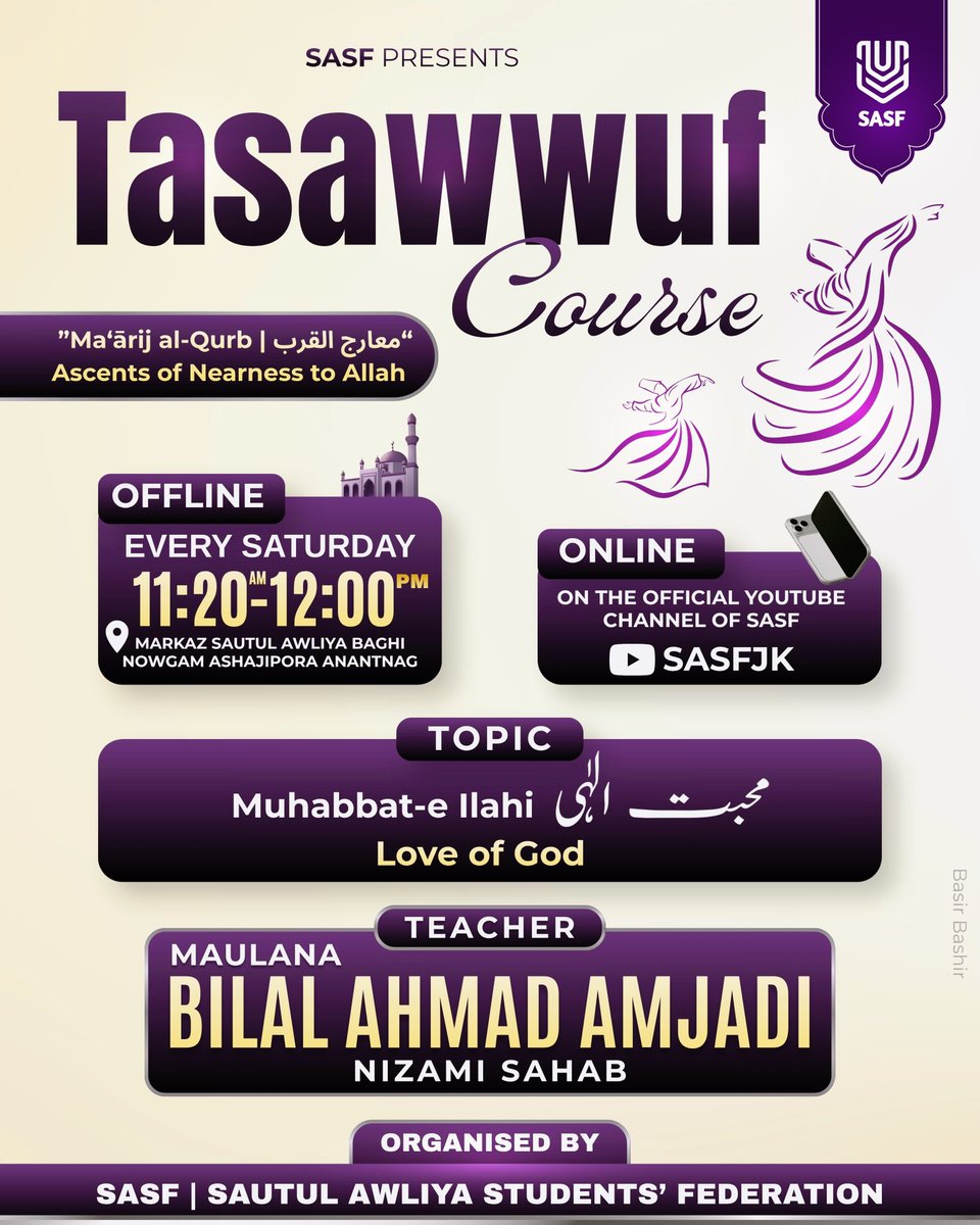 SASFJK's tweet photo. Dars-e Tasawwuf Course 
Lecture : 2 https://t.co/M4ll5G389n