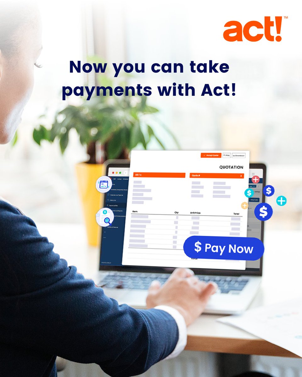 ActCRM's tweet photo. The customer said yes. 
Then you sent the deposit invoice to lock it in… 
And suddenly things slowed down. 

Remove the friction. Let the cash swap instantly, and get paid faster and more often with Act! Payments.

Start now: https://t.co/356w86UmFL https://t.co/2917jdaegt