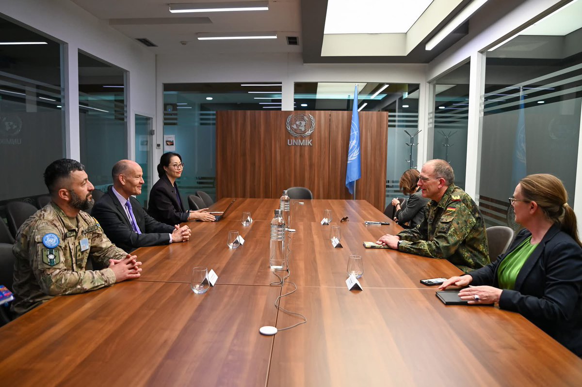 UNMIKosovo's tweet photo. SRSG &amp; Head of UNMIK, Peter Due, met with the Director of the NATO Advisory and Liaison Team (NALT), Brigadier General Thomas Schulte-Borghoff, to discuss continued coordination and cooperation in support of stability and security, and trust-building efforts across communities. https://t.co/aIbinq0Wjx