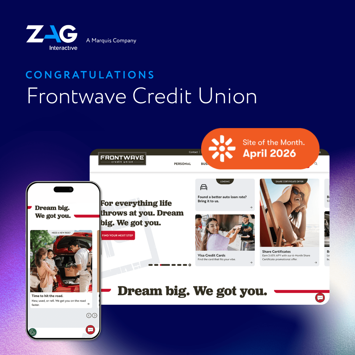 zaginteractive's tweet photo. Two April Kentico Site of the Month wins? We’ll take it. 🏆🏆@StanfordFCU @FrontwaveCU

Proud to see two of our client websites recognized for outstanding digital experiences. Big shoutout to our clients and team for making it happen! 

#Kentico #SiteOfTheMonth https://t.co/D6PuoShVlU