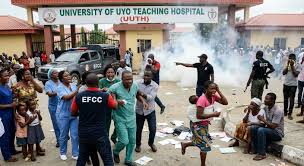 Echoez_of_tRuTh's tweet photo. Storming a hospital with teargas is not just reckless, it is reckless endangerment of lives that are already hanging by a thread.   

You do not bring chaos into a place where people are fighting for a breath of life.  Professor Eyo Ekpe and every doctor, nurse, and patient in that environment deserved better. Our health sector is stretched thin as it is; this kind of heavy-handedness only pushes more of our best minds to pack their bags and leave.   

We must insist on rule of law with dignity, not brute force that treats citizens like enemies in a war zone.   

As the African proverb says: "A roaring lion does not catch its prey; it is the silent hunter that succeeds." True strength lies in restraint and wisdom, not in unnecessary force.