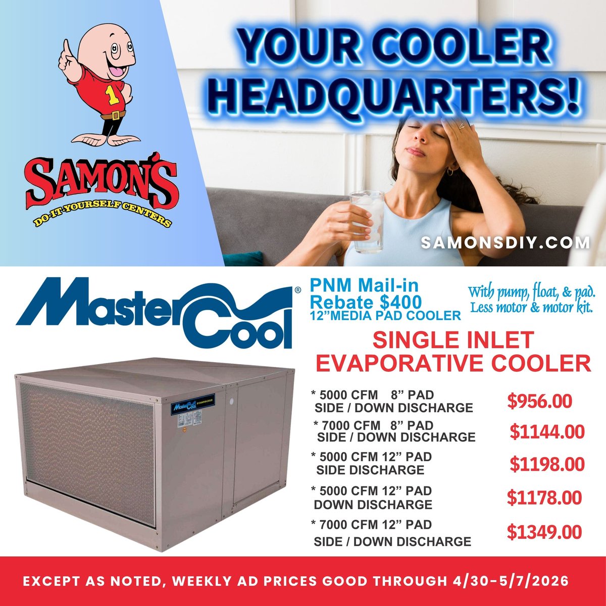SamonsDIY's tweet photo. The hot temps are here! 🌡️ Samon's is your cooler HQ! 🌬️ Check out this week's deals: https://t.co/r5aLVOJqFO

#SamonsDIY #newmexico https://t.co/oOULzSyUq2