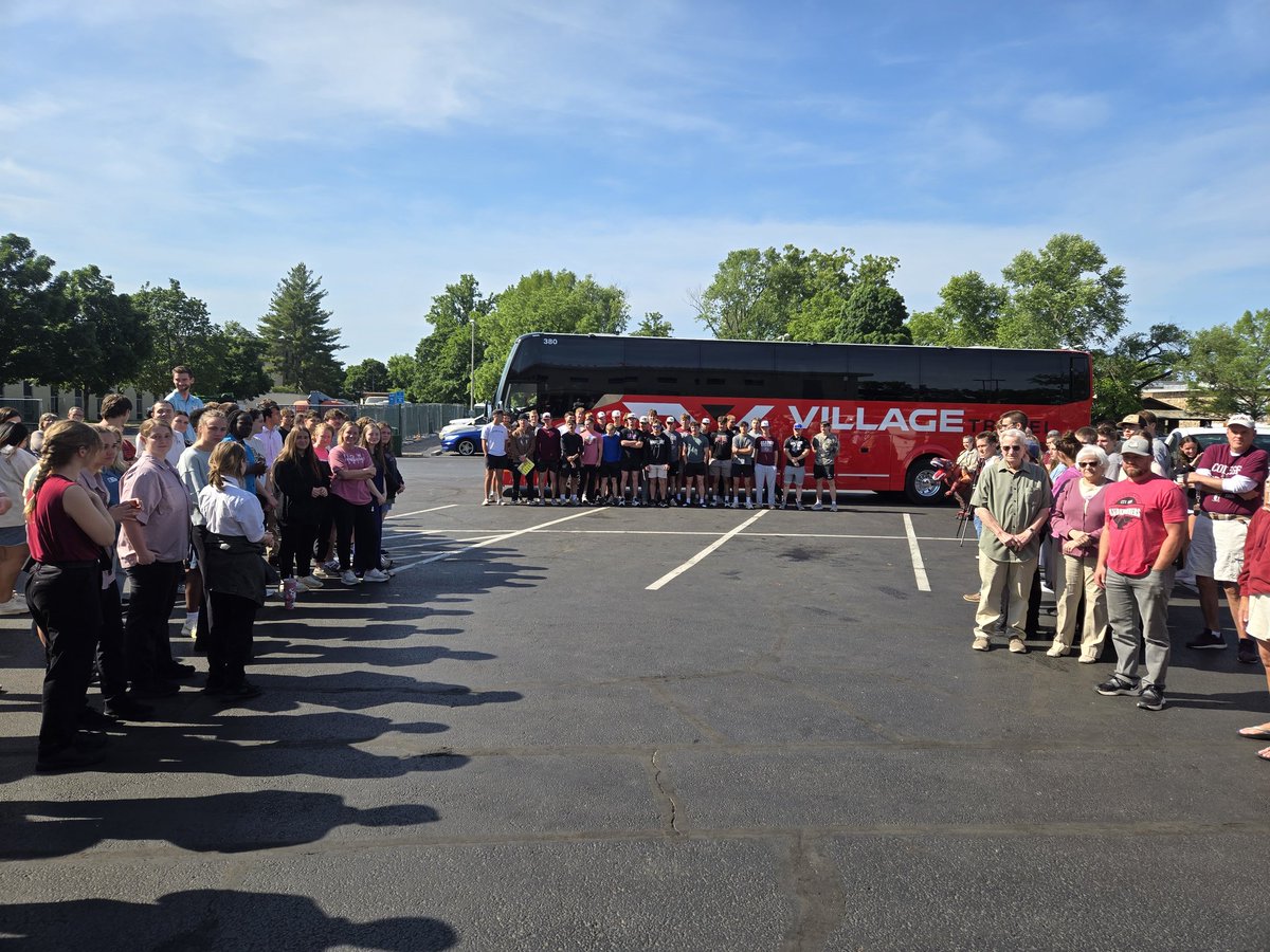 CofOSports's tweet photo. And....they're off!

Good luck Baseball Bobcats at the NCCAA World Series!

Thanks to everyone for coming out to the send-off!

@CofOBaseball 
@TheNCCAA 
@CofOHardWorkU https://t.co/NlQ3Y5LpGI