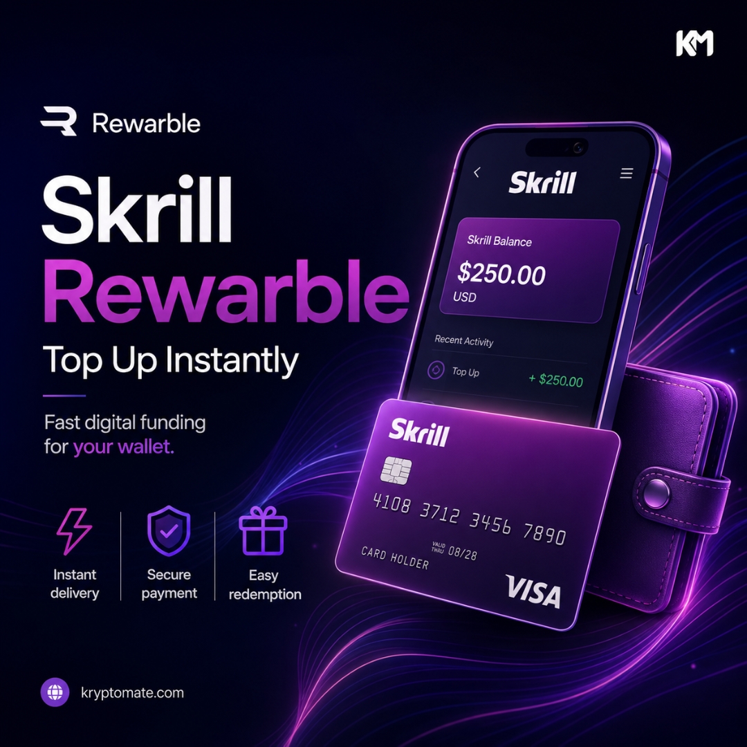 kryptomate9's tweet photo. Top up instantly. Pay with crypto. π
Skrill Rewarble is available on KryptoMate β fast digital funding, secure payment, and easy redemption for your wallet.
Get yours with smooth crypto-powered checkout.
https://t.co/7yZClbLZrr
#KryptoMate #Skrill #Rewarble #GiftCards #OnlineShopping #CryptoShopping #CryptoShopping #PayWithCrypto #USDT #CryptoPayments #DigitalWallet #TopUp #Web3